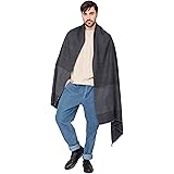 likemary Mens Merino Wool Blanket Scarf Oversize Muffler & Travel Blanket Wrap Ethical & Handwoven with Stripes 100 x 200cm