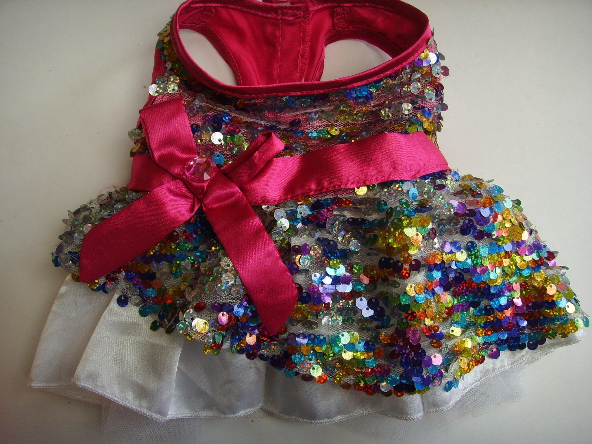 Build a Bear Workshop 15" Plush Pet Dog Cat Doll Clothes ; Hot Pink Sparkly Tulle Lined Dress