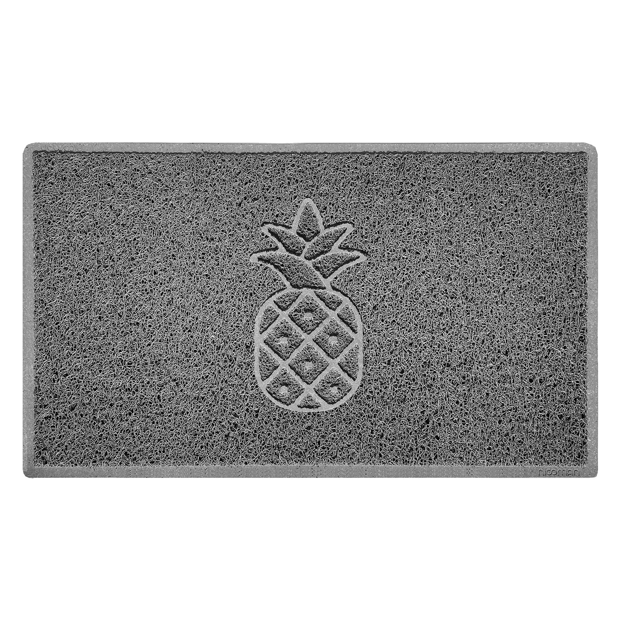 Nicoman Pineapple Embossed Shape Door Mat Dirt-Trapper Jet-Washable Doormat-(Use Outdoor ONLY)- (75x44cm/29.5x17.3inches, Medium) Grey