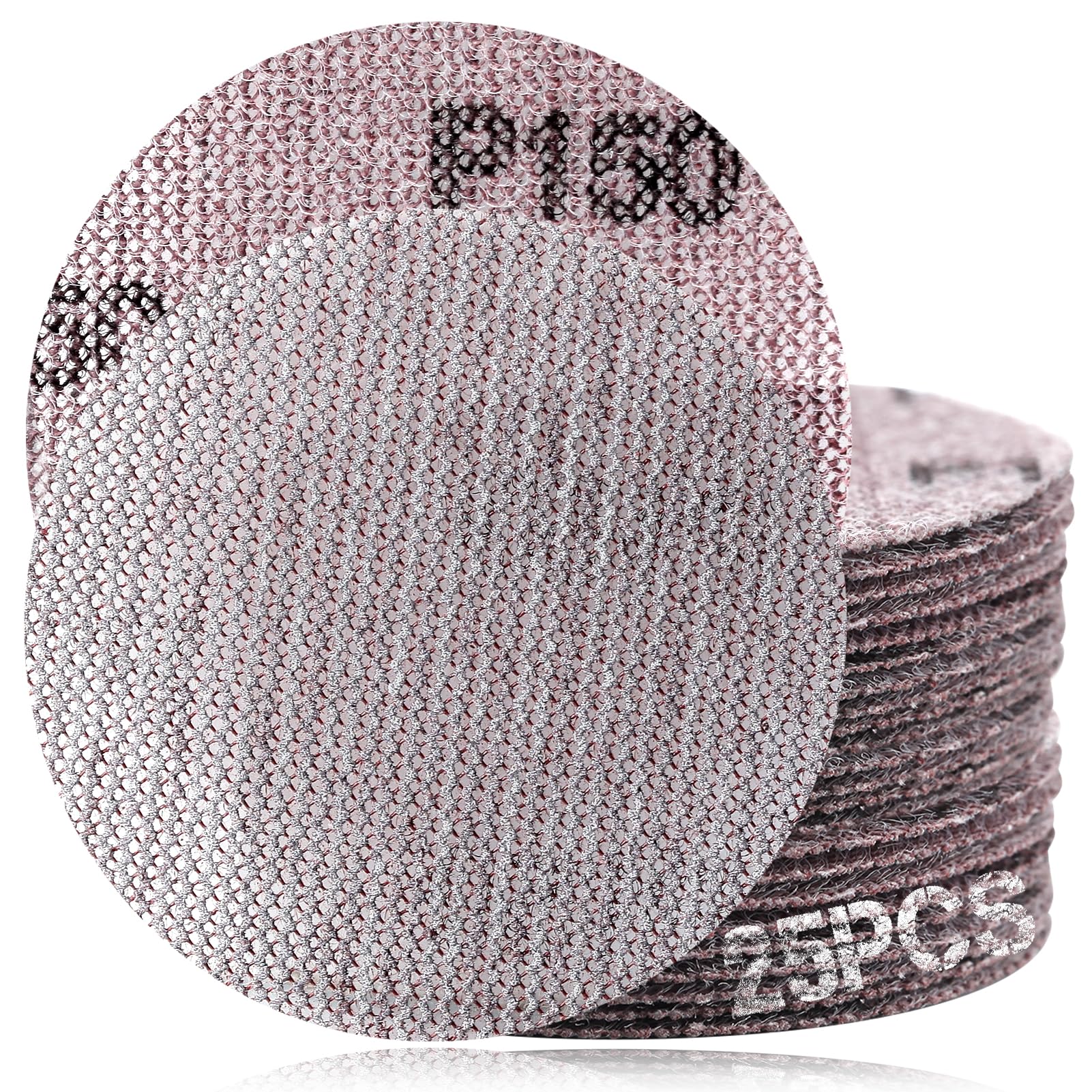 SPEEDWOX 3-Inch 150 Grit Mesh Abrasive Dust Free Sanding Discs, Virtually Dust-Free, Box of 25 Discs, Sanding Discs Hook And Loop For Metal, Wood, Composites, Stock Removal, And Fine Finishing