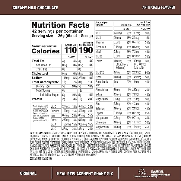 SLIMFAST ORIGINAL MEAL REPLACEMENT POWDER, CREAMY MILK CHOCOLATE, WEIGHT LOSS SHAKE MIX, 10G OF PROTEIN, 14 SERVINGS (PACK OF 3) (PACKAGING MAY VARY)