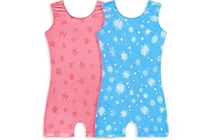 Snowheart Girls Gymnastics Leotards Sparkly One Piece Sleeveless Biketards for 1-9 Years Old