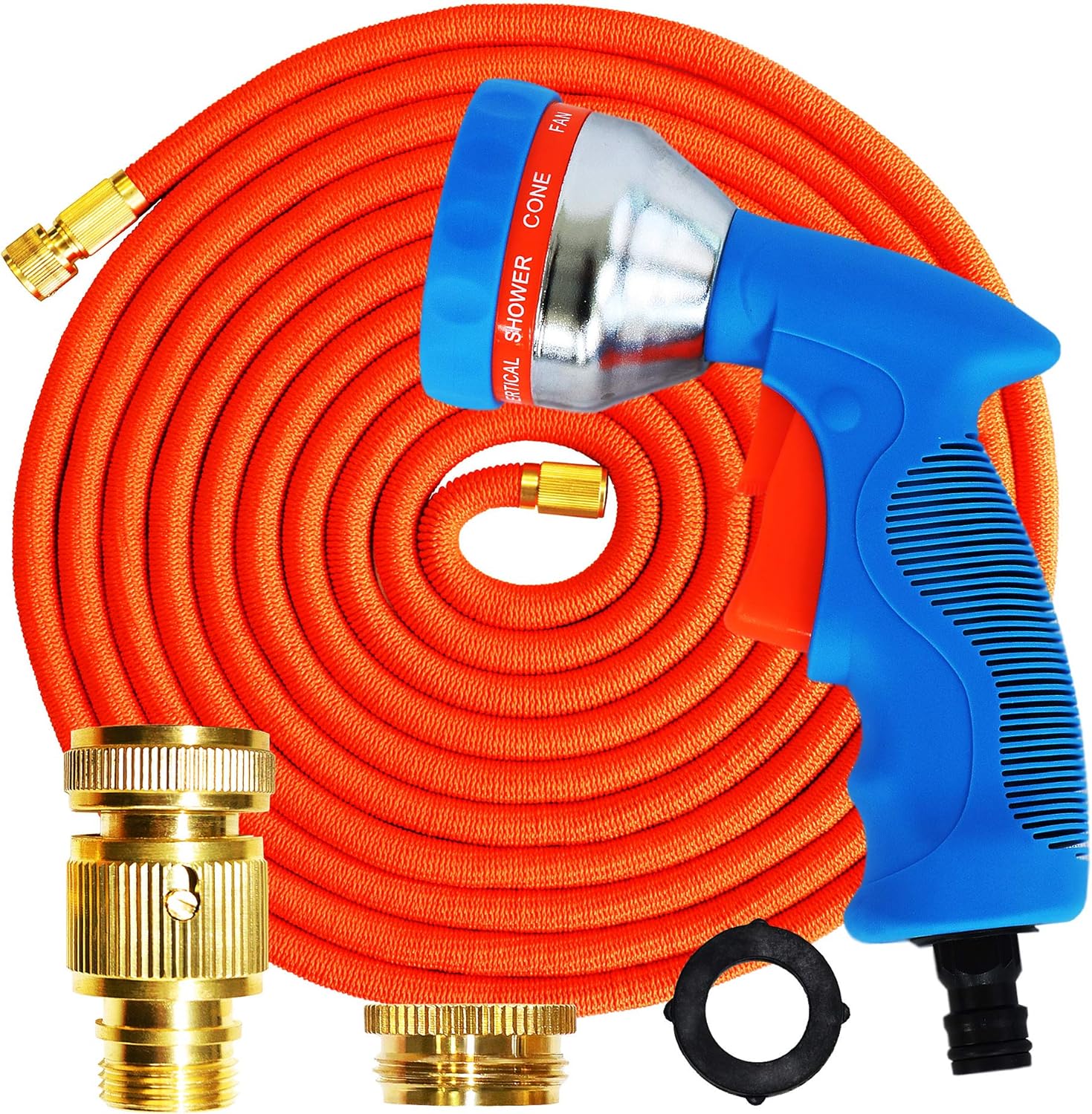 GRÜNTEK King Cobra Expandable Garden Hose Set 75FT (23m), Flexible Hose with 10-Pattern Spray Gun, Latex Core