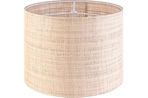 GO&SO Medium Drum Lampshade Woven Lampshades 13" Top x 13" Bottom x 10" High(Spider),Farmhouse Lampshades for Table Lamp & Bedside Lamp, Replacement Lamp Shade In Hand Crafted,Easy Assembly Required