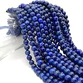 ABCGEMS Darkest Afghanistan Lapis Lazuli Beads with Tiny Golden Pyrite Inclusion (Located in The Remote Kokcha River Valley, High in The Hindu Kush Mountains) Smooth Round 8mm