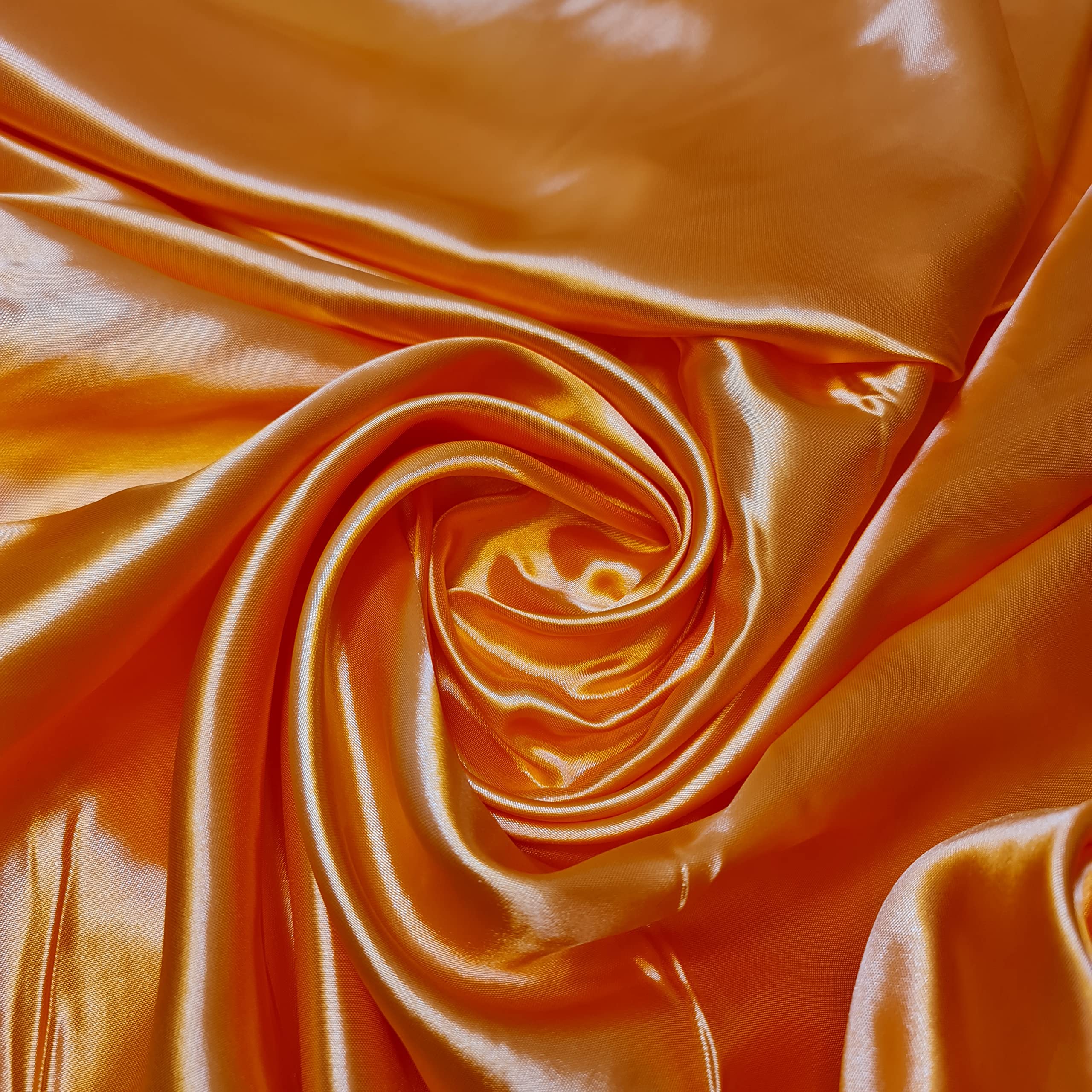Clearance Silky Satin Dress Craft Fabric Plain Satin Luxury Wedding Material 58" (Orange, 2 Meter)