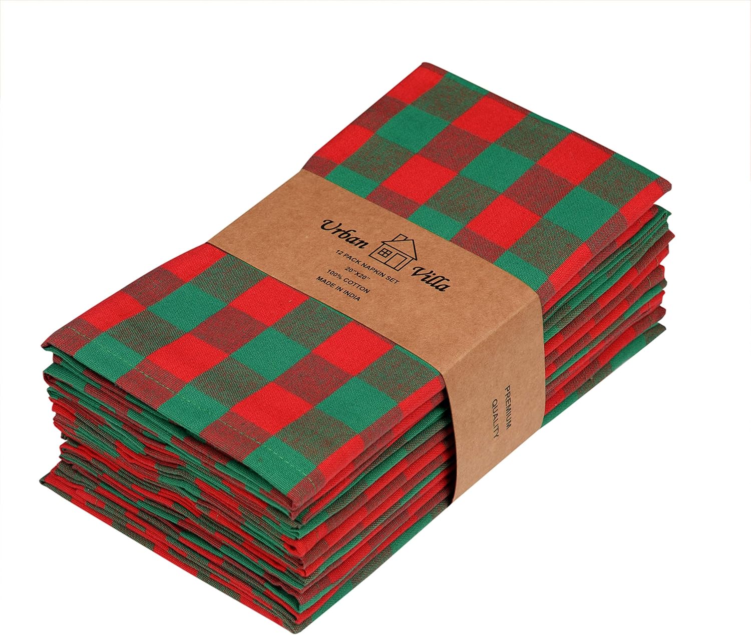 Urban Villa Dinner Napkins, Everyday Use, Premium Quality, 100% Cotton, Set of 12, Size 20X20 Inch, Taupe/White Oversized Cloth Napkins with Mitered Corners, Ultra Soft, Durable Hotel Quality: Kitchen & Dining