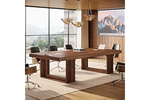 Tribesigns 8FT Conference Table for 10 People, 94.5" W Large Meeting Table with 2 Cable Grommet, Business Style Seminar Boardroom Podcast Tables for Office Conference Room