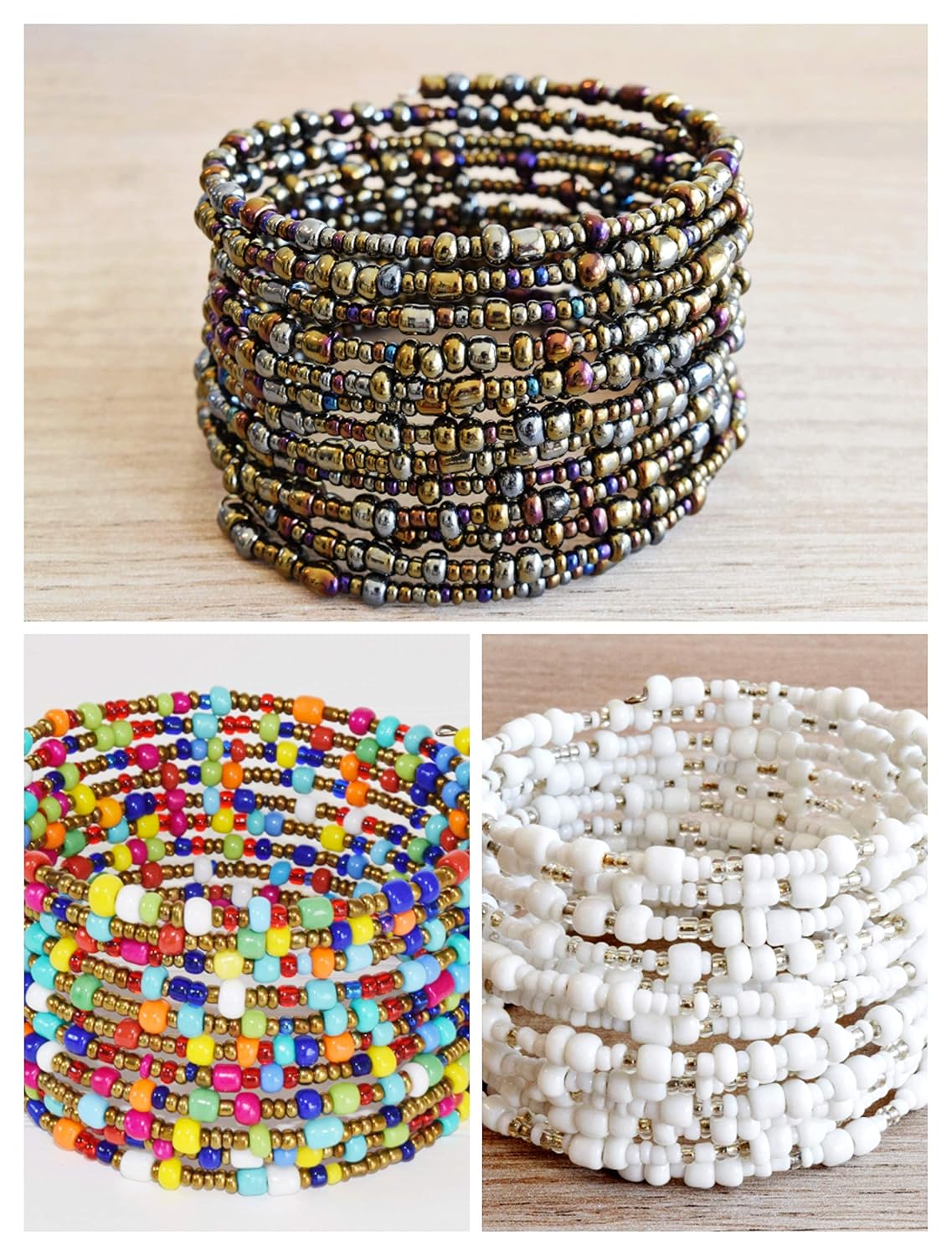 Set of 3 Handmade African Bracelet Kenya Maasai Jewelry