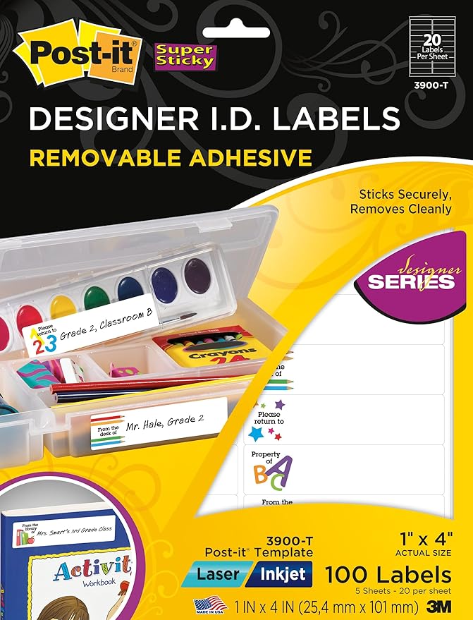 Amazon Com Post It Designer I D Removable Adhesive Labels
