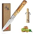 SENBON 440A stainless steel Ultra sharp pocket folding Japanese peeling utility knife Natural Olive Handle Camping trip Outdoor Portable knife