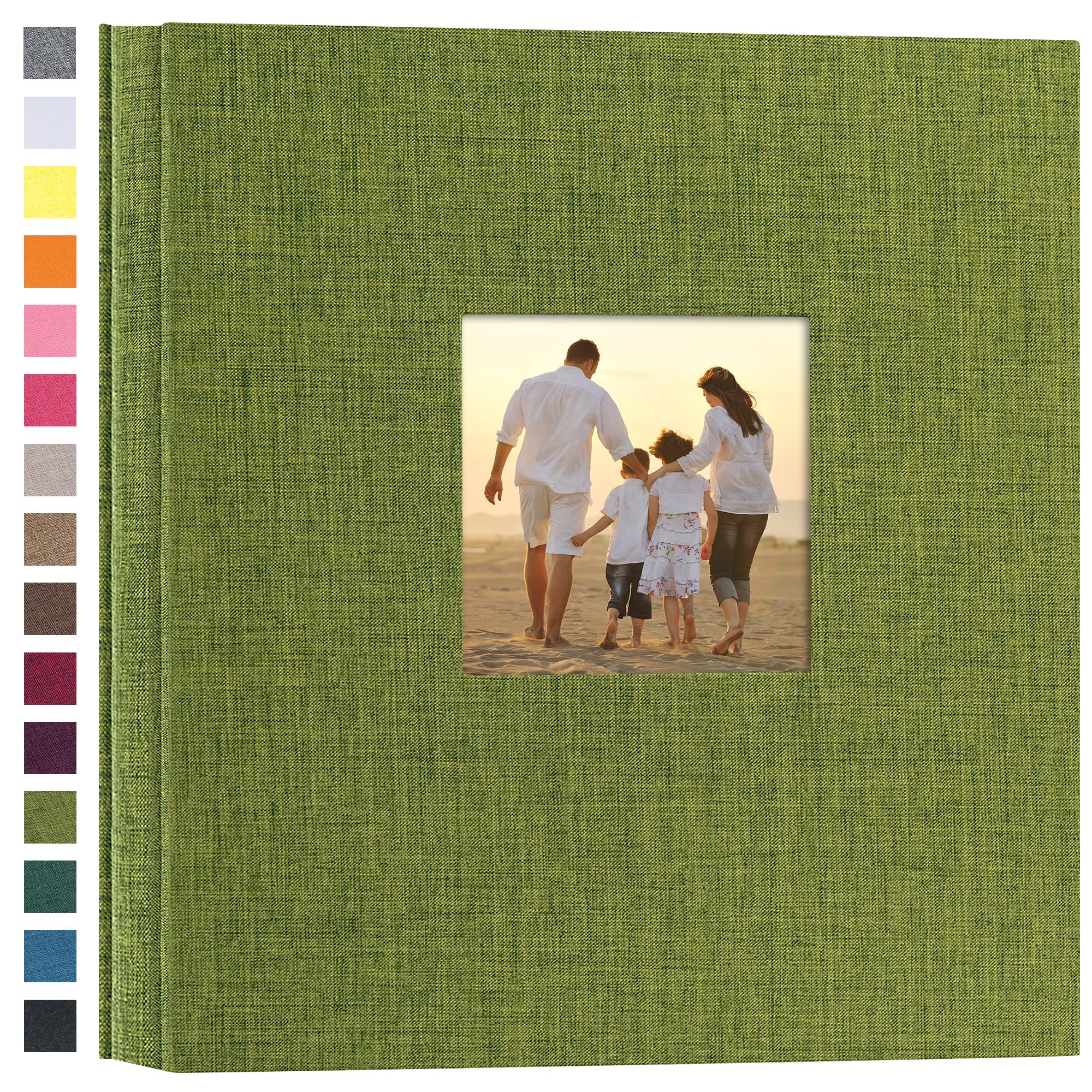 potricher Linen Hardcover Photo Album 4x6 600 Photos Large Capacity for Family Wedding Anniversary Baby Vacation (Green, 600 Pockets)
