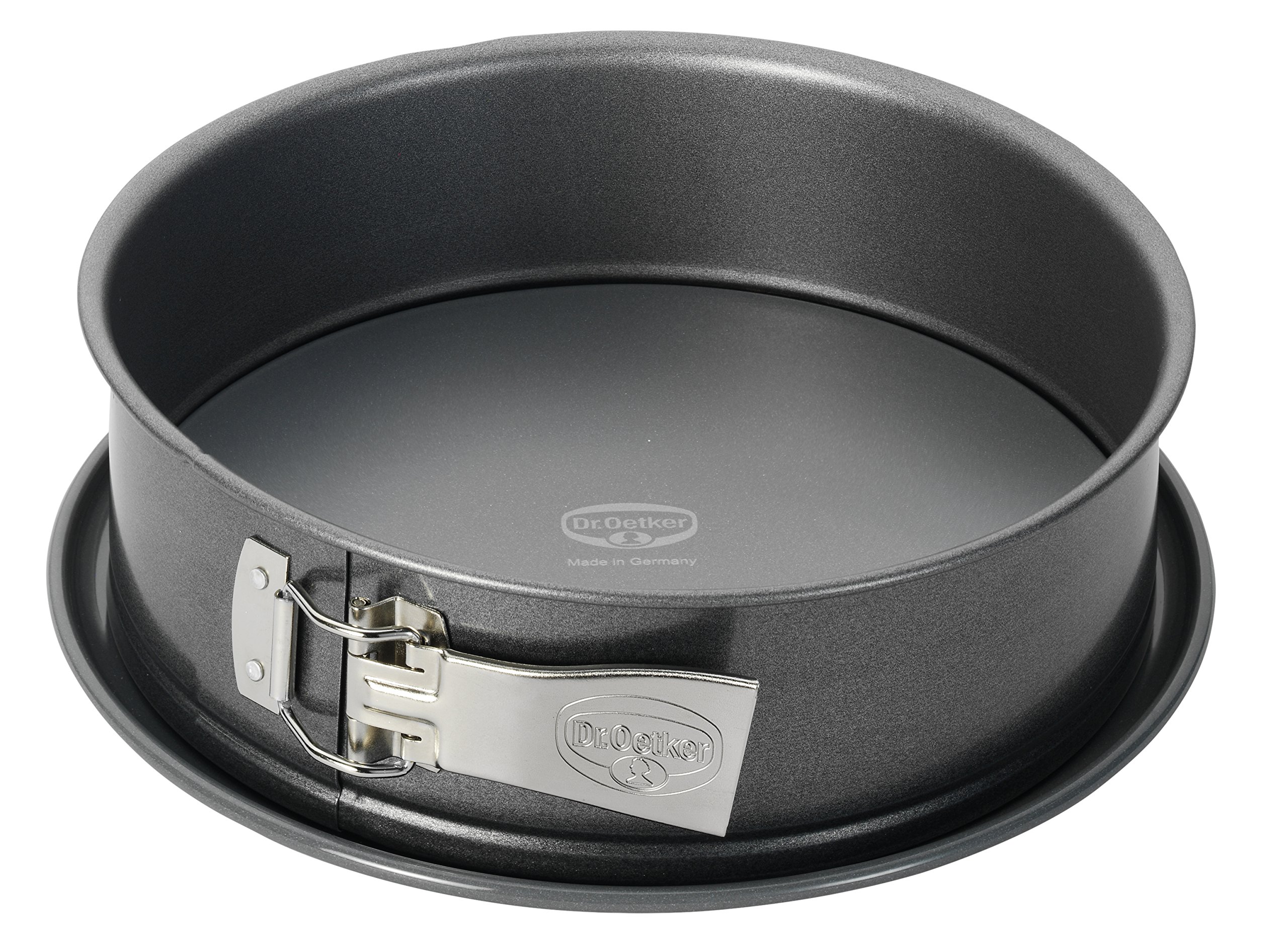 Dr. Oetker Springform Cake Tin, Diameter 24 cm, Leak-Proof Cake Tin, Round Steel Baking Tin with Ceramic Reinforced Non-Stick Coating (Colour: Grey), Quantity: 1 Piece
