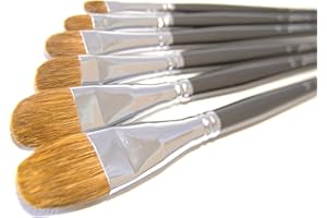 CREATIVE COLORS Red Sable Filbert Paint Brushes - Set of 6 Acrylic, Watercolor, Mixed Media or Oil Paint Brushes. Long Handle Professional Art Supplies for Canvas Painting