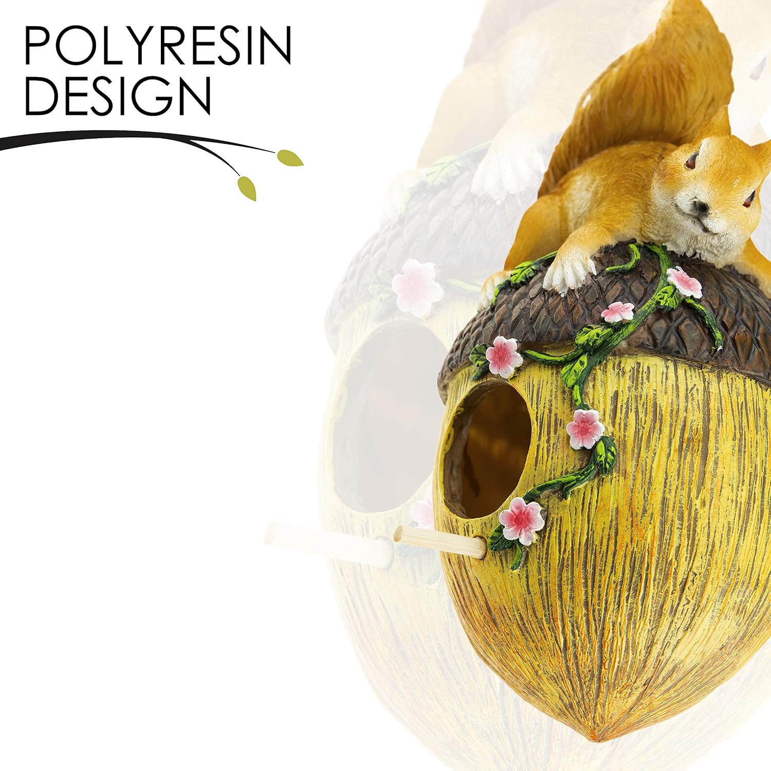 Hanging Decorative Resin Bird House | Hand Crafted Outdoor Home & Garden Décor for Wild Birds, Hummingbird, Cardinal, Finch, Bluebird | Squirrel : Garden & Outdoor