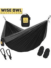 Wise Owl Outfitters Hammock for Camping - Single & Double Hammocks Gear for The Outdoors Backpacking Survival or Travel - Portable Lightweight Parachute Nylon Many Colors
