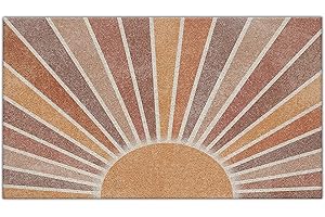 Nogrit Retro Boho Neutral Sun Sunrise Sunset Sunshine Mid Century Modern Waterproof Door Mat Outdoor Entrance 17x30 Inch Non-Slip Doormat for Bohemian Home Front Door Porch Outdoor Indoor Decorations