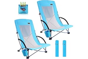 Nice C Beach Chair, Beach Chairs for Adults 2 Pack w/Cooler Compact High Back, Cup Holder & Carry Bag & Heavy Duty Outdoor, Camping, BBQ, Travel, Picnic, Festival (Set of 2 Blue)