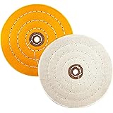 Buffing Wheel for Bench Grinder, Set of 2, 6 Inch, Yellow Firm and White Soft, Extra Thick