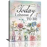 yerretin Floral Bathroom Wall Art Country Flower Dragonfly Pictures Wall Decor Rustic Canvas Print Painting Artwork Home Decorations for Bedroom Living Room Office Framed 12