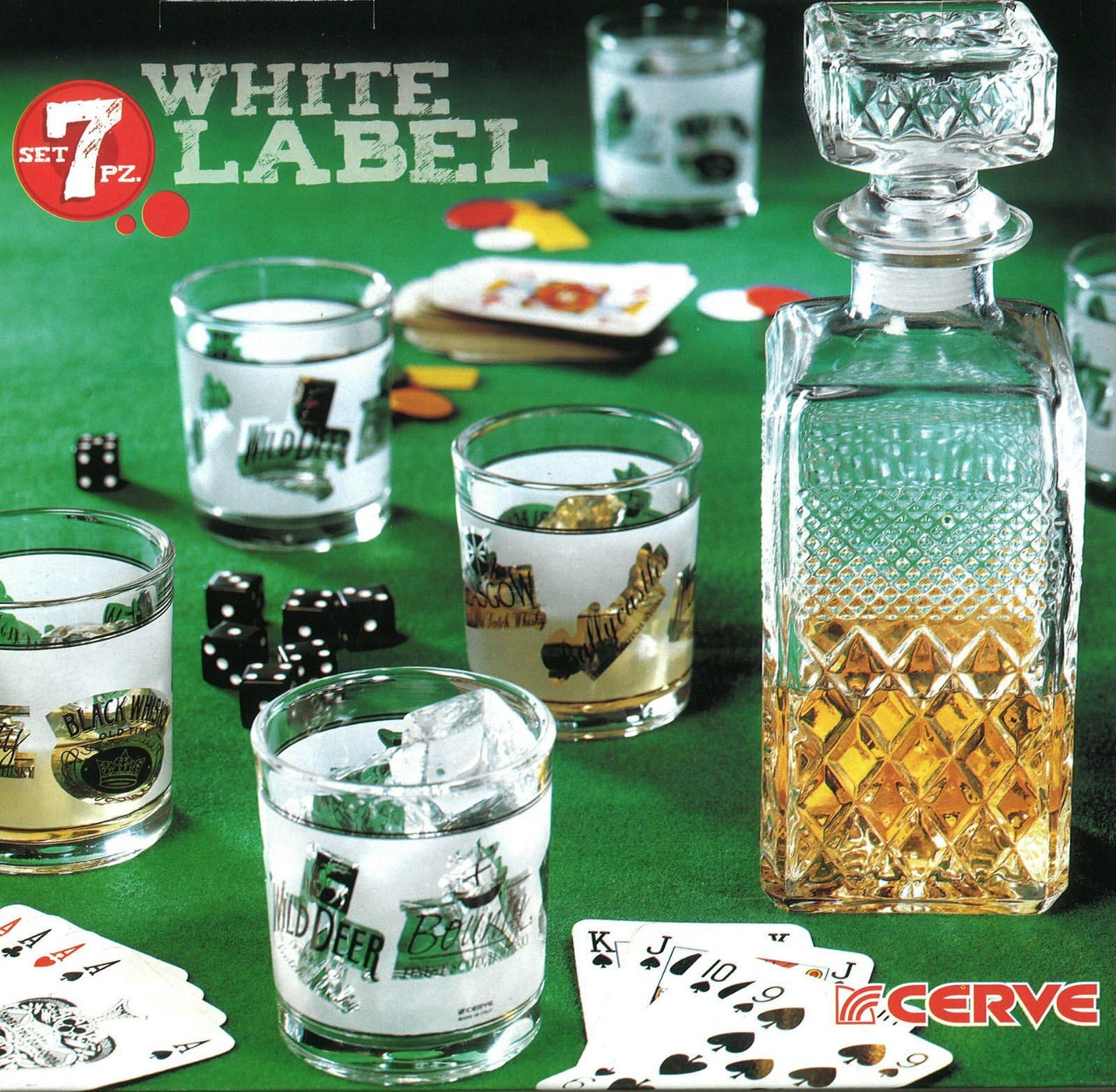 7 Piece Glass Decanter Set with 6 Glasses Giftset in Coloured Gift Box