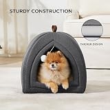 Bedsure Cat Cave Bed Igloo Large 44x44x44 cm Foldable Plush Cushion Dark Grey view 2