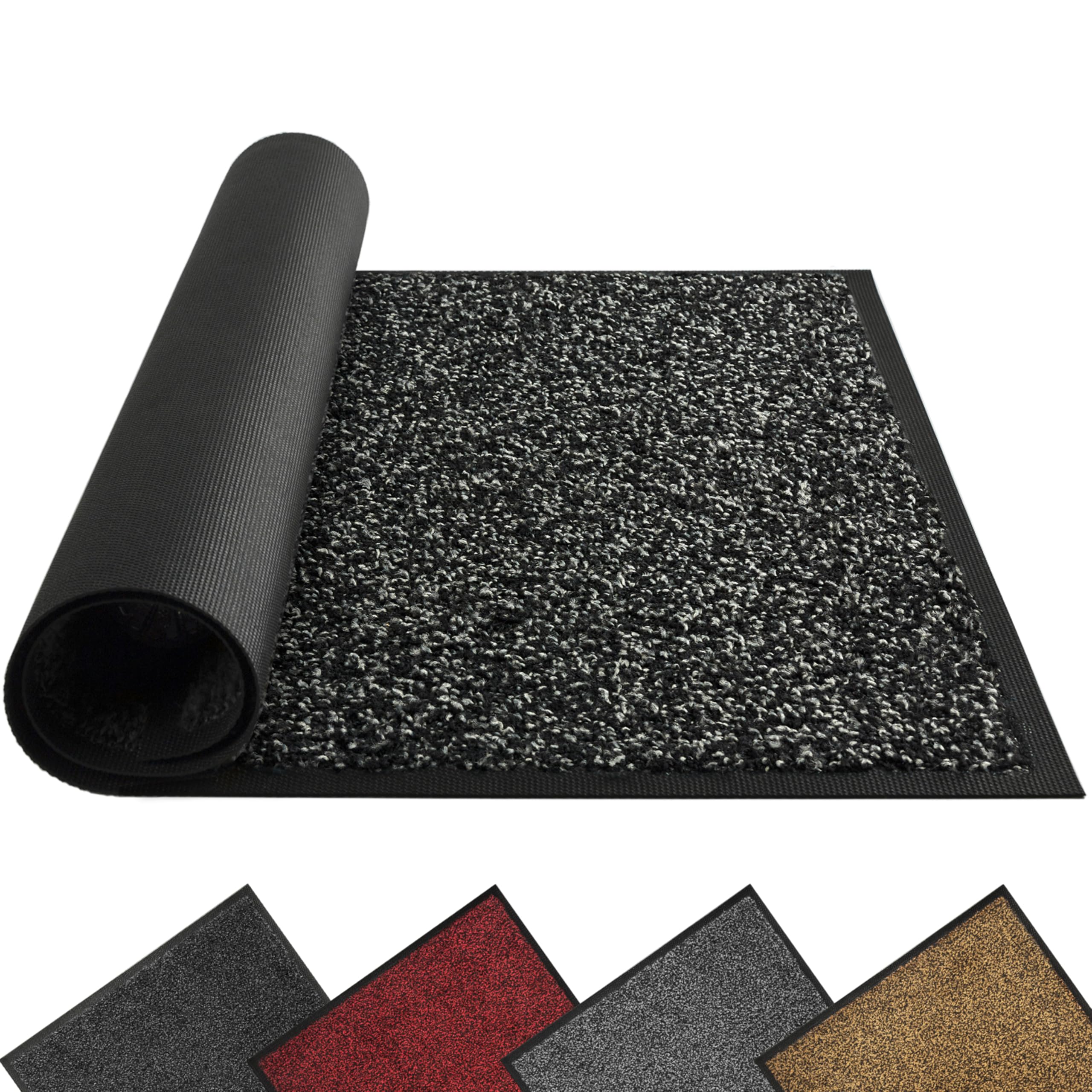 Mibao Door Mats Indoor and Outdoor, Doormat 51 x 81 Cm Black, Heavy Duty Non-slip Entrance Mat, Shoes Scraper, Super Absorbent Front Door Mat Carpet