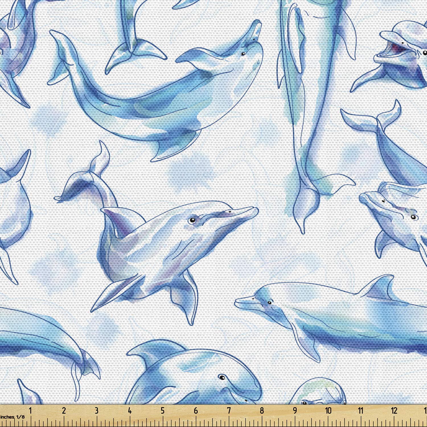 Ambesonne Sea Animals Fabric by The Yard, Sketch of