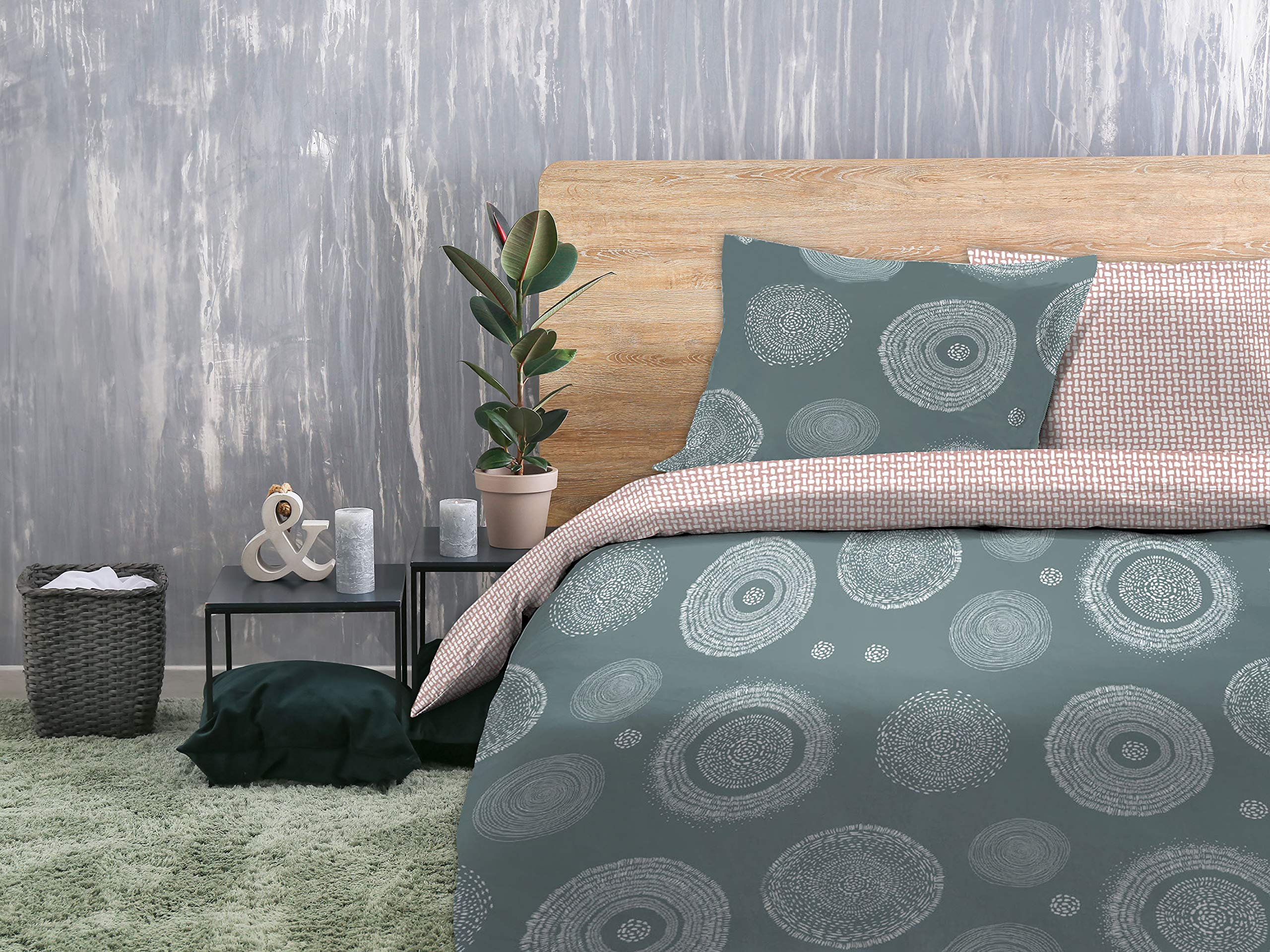 CALITEX Zagora 3-Piece Bedding Set, 240 x 220 cm, 100% Cotton, Blue, 240 x 220 cm