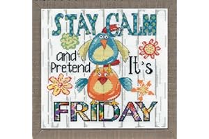 DESIGNWORKS INK Design Works Crafts, 10" x 10" Counted Cross Stitch Kit, Stay Calm, White