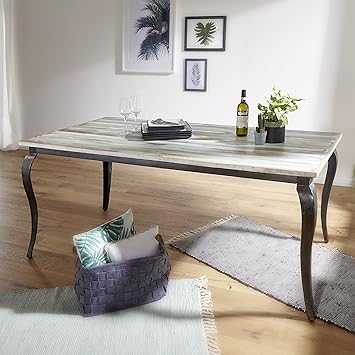 Finebuy Esstisch Pintu Massivholz Shabby Chic 180x77x90 Cm Esszimmertisch Modern Design Kuchentisch Massiv Gross Massivholztisch Esszimmer Vintage Tisch Naturholz Rechteckig Amazon De Kuche Haushalt