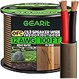GEARit Outdoor Speaker Wire 12 Gauge (100 Feet) 12 AWG for Direct Burial, In-Ground, CL3 CL2 Rated, 2 Conductor Wires, OFC Oxygen-Free Copper - Brown 100ft