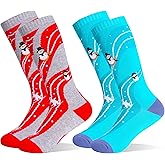 Tphon Kids Merino Wool Ski Socks 2 Pairs Boys Girls Thermal Winter Warm Thick Breathable Socks for Skiing Snowboarding