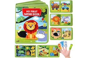 GIGILLI Wild-Animals Busy Book for Toddlers 1-3, Quiet Activity Books for Toddlers 1 Year Old, Montessori Toys Busy Board for 1 2 3 Year Boy Girl Gift, Educational Airplane Travel Toy Christmas Birthday Gifts