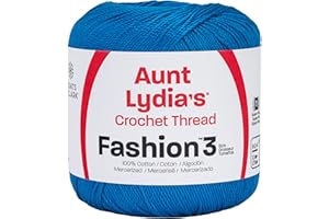 Coats Crochet Aunt Lydia's Fashion Crochet, Cotton Size 3, Blue Hawaii