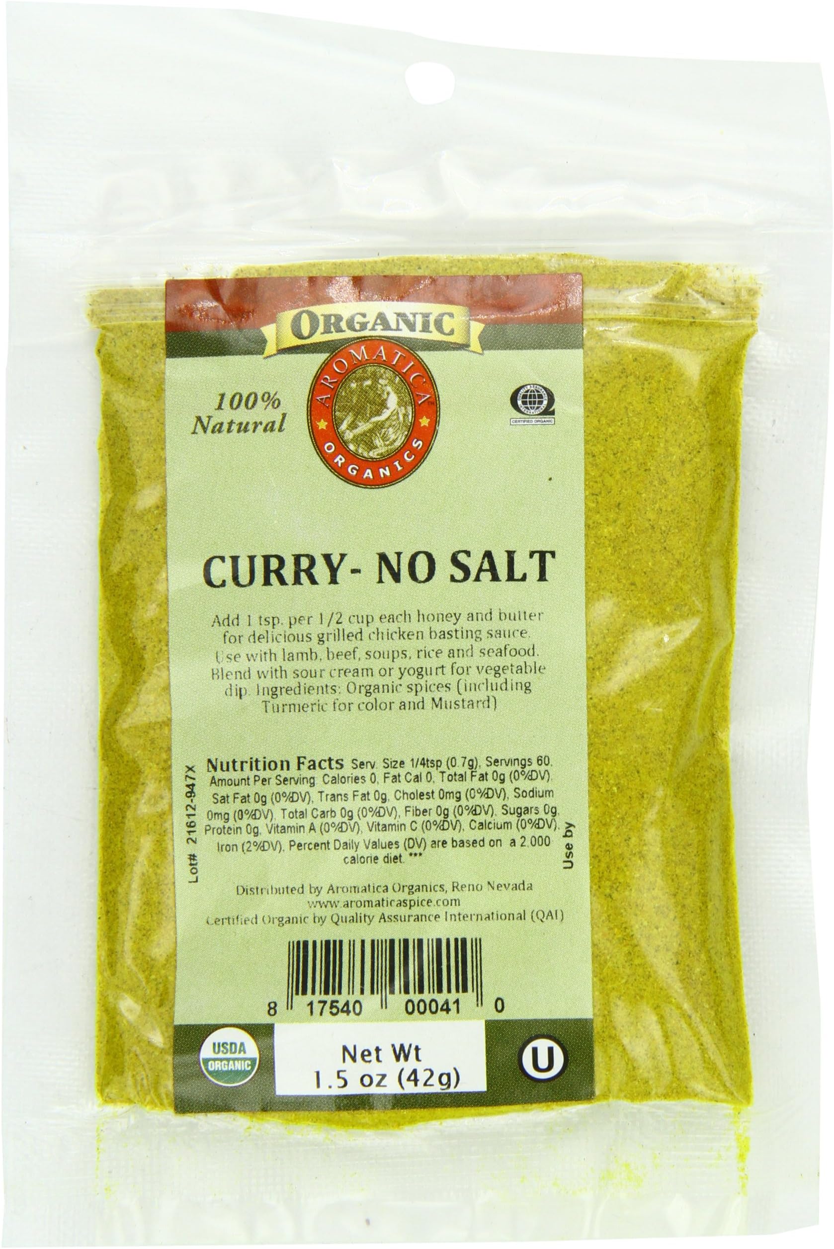 Aromatica Organics Salt Free Curry, 1.5-Ounce