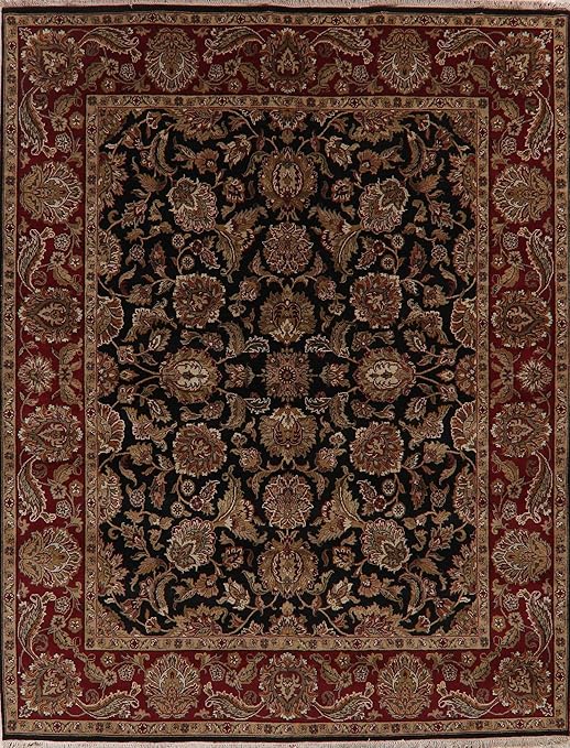 Amazon Com Black Agra Oriental Area Rug Hand Knotted Wool All Over Floral New Carpet 8 X 10 Kitchen Dining