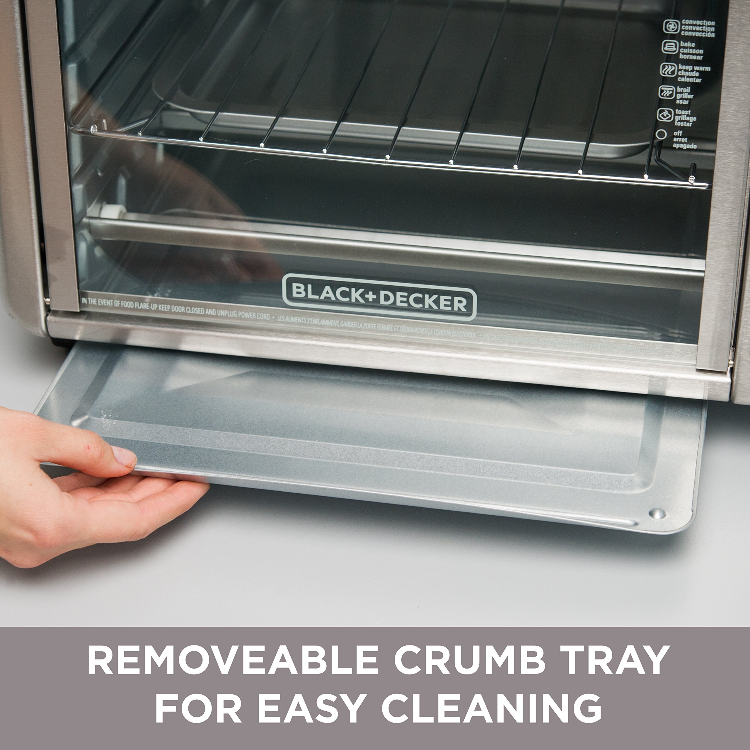 BLACK+DECKER TO3210SSD 6Slice Convection Countertop Toaster Oven, Includes Bake Pan, Broil Rack