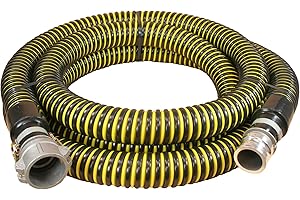 Abbott Rubber-1230-2000 Plastiflex Plastic HI-VAC Suction Hose Assembly, Yellow/Black, 2" Male X Female Cam and Groove, 15 psi Max Pressure, 25' Length, 2" ID