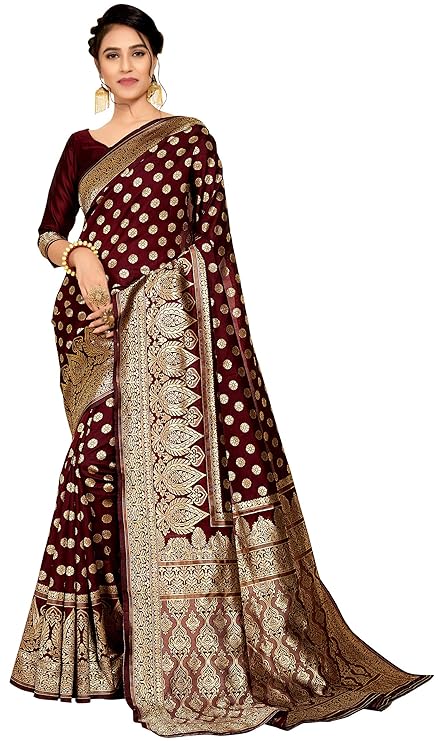 Women's Banarasi Silk Saree With Blouse Piece