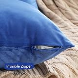 Deconovo Set of 2 Blue Velvet Cushion Covers 60x60 cm Outdoor view 4