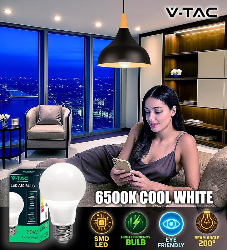 10x Lampadine LED E27 - [ Alta Efficienza 8,5W ] - A60 - (Equivalenti a 60W) - Lampadine di Nuova Generazione a Risparmio Energetico - 806 Lumen - Luce Bianca Fredda 6500K