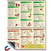 Kidney Friendly Food List Chart Fridge Magnet with Portion Size for CKD | Laminated 8.5x11 Inch Chart with High &amp; Low Potassium, Sodium &amp; Phosphorus Foods List, for Renal Diet &amp; Kidney Disease