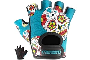 CONTRABAND SPORTS Contraband Pink Label 5237 Designer Series Workout Gloves for Women | Sugar Skull Print Weight Lifting Gloves for Women w/Grip-Lock Padding | Gym Gloves for Women w/Medium Padding