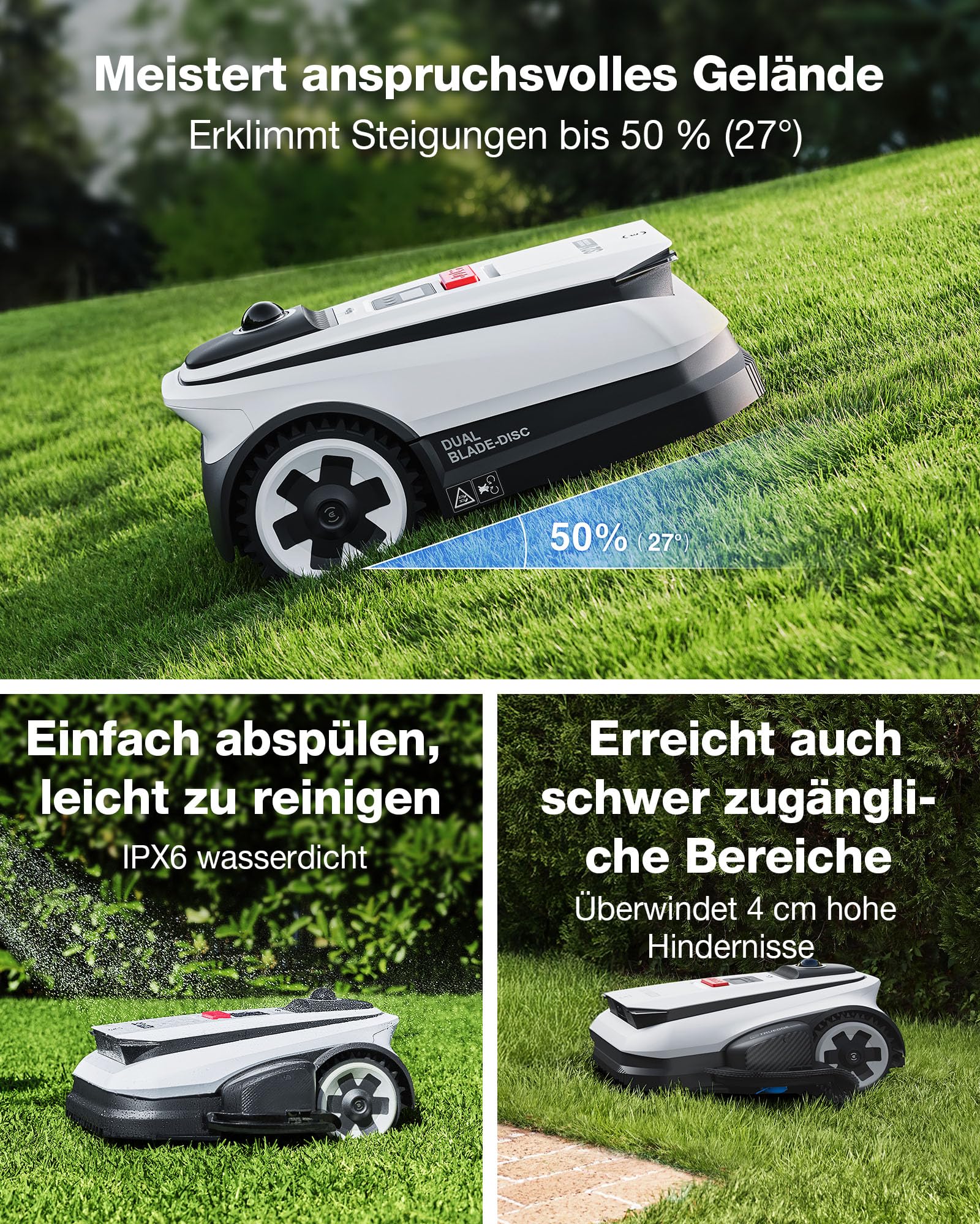 ECOVACS GOAT A1600 LiDAR PRO Care Kit Mähroboter ohne Begrenzungskabel, 1.600 m², 360° Dual-LiDAR-Navigation, automatische Kartierung, KI-3D-Hindernisvermeidung, superschnelles Laden, 50 % Steigung 8