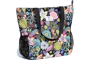 ESVAN Original Floral Water Resistant Large Tote Bag Shoulder Bag for Gym Beach Travel Daily Bags Upgraded