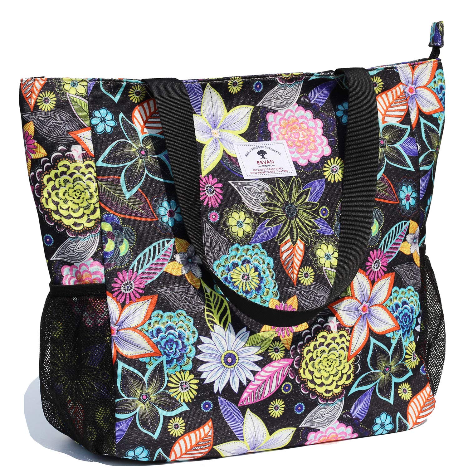 Original Floral Water Resistant Large Tote Bag Shoulder Bag for Gym Beach Travel Daily Bags