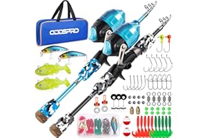 ODDSPRO Kids Fishing Pole, Portable Telescopic Fishing Rod and Reel Combo Kit - with Spincast Fishing Reel Tackle Box for Boy