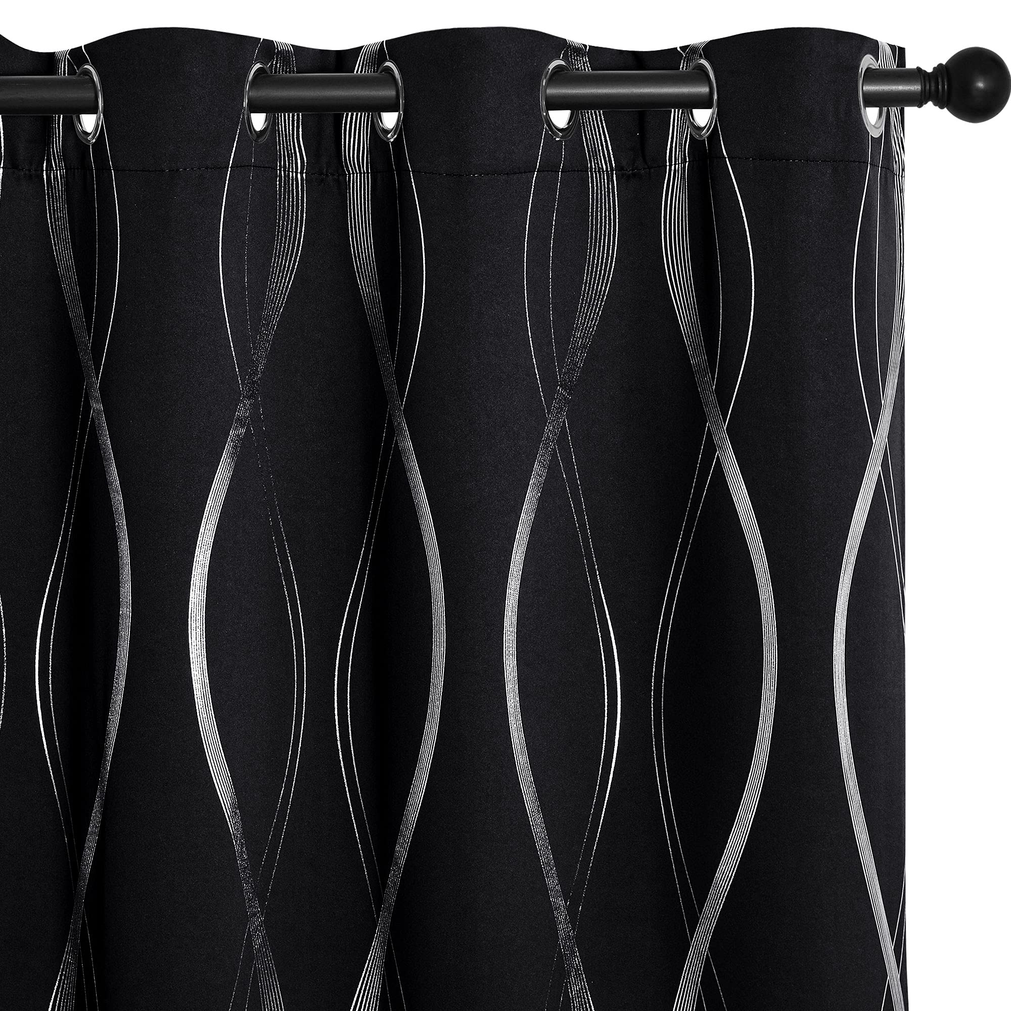 NICETOWN Blackout Curtain Panels 84 inches - Light Reducing Thermal Insulated Solid Grommet Blackout Curtains/Panels/Drapes for Living Room/Nursery/Kids Room (Set of 2, 34 inches Wide, Black) Image NICETOWN Blackout Curtain Panels 84 inches - Light Reducing Thermal Insulated Solid Grommet Blackout Curtains/Panels/Drapes for Living Room/Nursery/Kids Room (Set of 2, 34 inches Wide, Black) Image