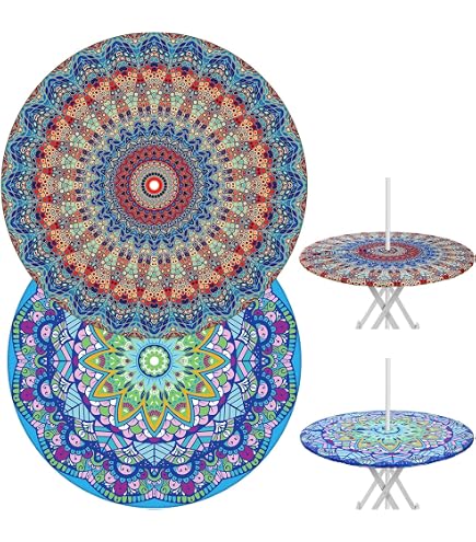 Runde Outdoor-Tischdecke Mit Schirmloch & Reißverschluss – Wasserdicht, Elastisch, 91,4 Cm